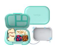 Bentgo Chill Kids Leak-Proof Lunch Box - 4-Compartment Bento Box with Built-In Ice Pack, 3.3 Cup Capacity, PFAS & BPA-Free, Microwave & Dishwasher Safe, Ideal Size for Ages 3 to 7 (Aqua)