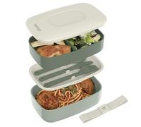 Bentgo Classic - Adult Bento Box, Stackable 3-Compartment Lunch Box with Removable Utensil Set and Sealing Strap, BPA-Free, Food Container Ideal for Meal Prep, Work, and On the Go (Khaki Green)