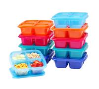 Bentgo Easyboxes 4-Compartment Snack Containers - 20-Piece Set with 10 Trays & 10 Custom-Fit Lids to Seal in Freshness - Reusable Food Storage & Meal Prep Bento BPA-Free Containers (Jewel Brights)