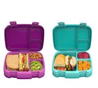 Bentgo Fresh - New & Improved Leak-Proof, Versatile 4-Compartment Bento-Style Lunch Box - 2 Pack (Purple/Green)