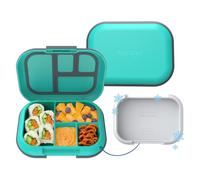 Bentgo Kids Chill Leak-Proof Lunch Box - Included Reusable Ice Pack Keeps Food Cold; 4-Compartment Bento Lunch Container; Microwave/Dishwasher Safe; 2 Year Manufacturer's Warranty (Electric Aqua)