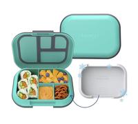 Bentgo Kids Chill Leak-Proof Lunch Box - Included Reusable Ice Pack Keeps Food Cold; 4-Compartment Bento Lunch Container; Microwave/Dishwasher Safe; 2 Year Manufacturer's Warranty (Electric Aqua)