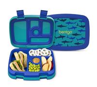 Bentgo® Kids Prints Leak-Proof, 5-Compartment Bento-Style Kids Lunch Box - Ideal Portion Sizes for Ages 3-7, Durable, Drop-Proof, Dishwasher Safe, & Made with BPA-Free Materials (Sharks)