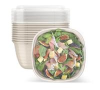 Bentgo Prep - 1-Compartment Bowls with Custom-Fit Lids - Reusable, Microwave Safe, Durable, PFAS & BPA-Free, Freezer & Dishwasher Safe Meal Prep Food Storage - 10 Bowls & 10 Lids (White Stone Tan)