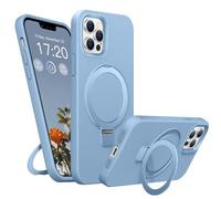 BENTIACC Liquid Silicone Case for iPhone 13 pro, Magnetic Rugged Stand Ring, 4-Layer Shockproof Protective Case, Soft Microfibre Lining Scratch Resistant Protective Case for iPhone 13 pro (light blue)