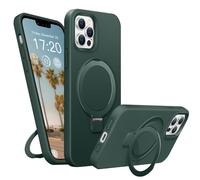 BENTIACC Liquid Silicone Case for iPhone 13 Pro, Magnetic Rugged Stand Ring, 4-Layer Shockproof Protective Case with Soft Microfibre Lining, Scratch Resistant (Green)