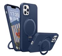 BENTIACC Liquid Silicone Case for iPhone 13 pro, Magnetic Rugged Stand Ring, 4-Layer Shockproof Protective Case, Soft Microfibre Lining Scratch Resistant Protective Case for iPhone 13 pro (Blue)