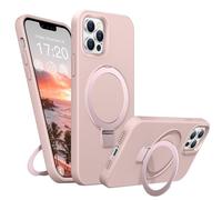 BENTIACC Liquid Silicone Case for iPhone 13 pro, Magnetic Rugged Stand Ring, 4-Layer Shockproof Protective Case, Soft Microfibre Lining Scratch Resistant Protective Case for iPhone 13 pro (Pink)