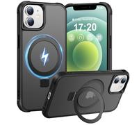 BENTIACC Magnetic Ring Stand Case for iPhone 12/12 Pro - 120° rotatable Stand, N52 Magnet, Non-Slip, Matt Transparent Back, Easy to Clean, Shockproof, Military Standard Drop Protection (Black)
