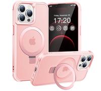 BENTIACC Magnetic Ring Stand Case for iPhone 12 Pro Max/13 Pro Max - 120° rotatable Stand, N52 Magnet, Non-Slip, Matt Transparent Back, Easy to Clean, Shockproof, Drop Protection (Pink)