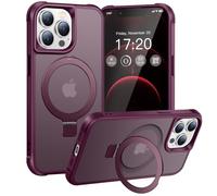BENTIACC Magnetic Ring Stand Case for iPhone 12 Pro Max/13 Pro Max - 120° rotatable Stand, N52 Magnet, Non-Slip, Matt Transparent Back, Easy to Clean, Shockproof, Drop Protection (Wine Red)