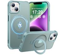 BENTIACC Magnetic Ring Stand Case for iPhone 13/14-120° rotatable Stand, N52 Magnet, Non-Slip, Matt Transparent Back, Easy to Clean, Shockproof, Military Standard Drop Protection (Lake Blue)