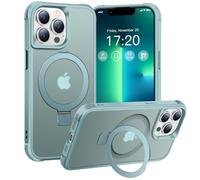 BENTIACC Magnetic Ring Stand Case for iPhone 13 Pro - 120° rotatable Stand, N52 Magnet, Non-Slip, Matt Transparent Back, Easy to Clean, Shockproof, Military Standard Drop Protection (Lake Blue)