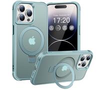 BENTIACC Magnetic Ring Stand Case for iPhone 14 Pro - 120° rotatable Stand, N52 Magnet, Non-Slip, Matt Transparent Back, Easy to Clean, Shockproof, Military Standard Drop Protection (Lake Blue)