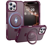 BENTIACC Magnetic Ring Stand Case for iPhone 16 Pro - 120° rotatable Stand, N52 Magnet, Non-Slip, Matt Transparent Back, Easy to Clean, Shockproof, Military Standard Drop Protection (Wine Red)