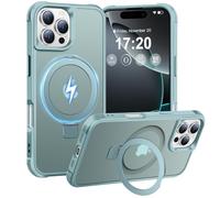 BENTIACC Magnetic Ring Stand Case for iPhone 16 Pro - 120° rotatable Stand, N52 Magnet, Non-Slip, Matt Transparent Back, Easy to Clean, Shockproof, Military Standard Drop Protection (Lake Blue)