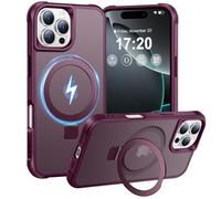 BENTIACC Magnetic Ring Stand Case for iPhone 16 Pro Max - 120° rotatable Stand, N52 Magnet, Non-Slip, Matt Transparent Back, Easy to Clean, Shockproof, Military Standard Drop Protection (Wine Red)
