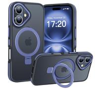 BENTIACC Magnetic Stand Case for iPhone 16, Blue | Military Drop Protection, Shockproof Anti-Fingerprint Matte Phone Case with Ring, Hands-free Cover for Video Work