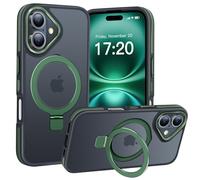 BENTIACC Magnetic Stand Case for iPhone 16, Green | Military Drop Protection, Shockproof Anti-Fingerprint Matte Phone Case with Ring, Hands-free Cover for Video Work