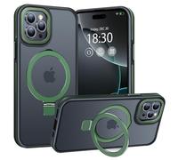 BENTIACC Magnetic Stand Case for iPhone 16 Pro Max, Green | Military Drop Protection, Shockproof Anti-Fingerprint Matte Phone Case with Ring, Hands-free Cover for Video Work