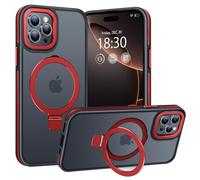 BENTIACC Magnetic Stand Case for iPhone 16 Pro Max, Red | Military Drop Protection, Shockproof Anti-Fingerprint Matte Phone Case with Ring, Hands-free Cover for Video Work