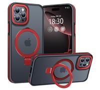 BENTIACC Magnetic Stand Case for iPhone 16 Pro, Red | Military Drop Protection, Shockproof Anti-Fingerprint Matte Phone Case with Ring, Hands-free Cover for Video Work
