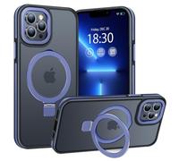 BENTIACC Phone Case for iPhone 13 pro, with Invisible Stand, with Mag-Safe, Military Protection, [Translucent Matte] Anti-fingerprint iPhone 13 pro Case (Dark blue)