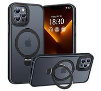 BENTIACC Phone Case for iPhone 13 pro, with Invisible Stand, with Mag-Safe, Military Protection, [Translucent Matte] Anti-fingerprint iPhone 13 pro Case (Black)