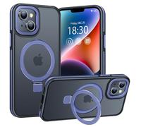 BENTIACC Phone Case for iPhone 14/13, with Invisible Stand, with Mag-Safe, Military Protection, [Translucent Matte] Anti-fingerprint iPhone 14/13 Case (Dark blue)