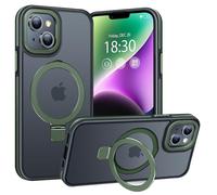 BENTIACC Phone Case for iPhone 14/13, with Invisible Stand, with Mag-Safe, Military Protection, [Translucent Matte] Anti-fingerprint iPhone 14/13 Case (DarkGreen)