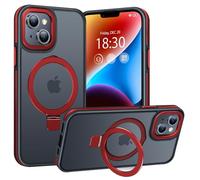 BENTIACC Phone Case for iPhone 14/13, with Invisible Stand, with Mag-Safe, Military Protection, [Translucent Matte] Anti-fingerprint iPhone 14/13 Case (Red)