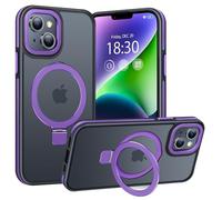 BENTIACC Phone Case for iPhone 14/13, with Invisible Stand, with Mag-Safe, Military Protection, [Translucent Matte] Anti-fingerprint iPhone 14/13 Case (Dark violet)