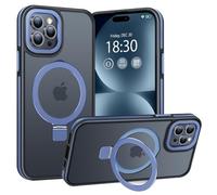 BENTIACC Phone Case for iPhone 15 pro, with Invisible Stand, with Mag-Safe, Military Protection, [Translucent Matte] Anti-fingerprint iPhone 15 pro Case (Dark blue)