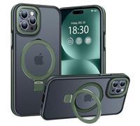 BENTIACC Phone Case for iPhone 15 pro, with Invisible Stand, with Mag-Safe, Military Protection, [Translucent Matte] Anti-fingerprint iPhone 15 pro Case (DarkGreen)