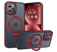 BENTIACC Phone Case for iPhone 15 pro, with Invisible Stand, with Mag-Safe, Military Protection, [Translucent Matte] Anti-fingerprint iPhone 15 pro Case (Red)