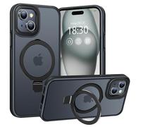 BENTIACC Phone Case for iPhone 15, with Invisible Stand, with Mag-Safe, Military Protection, [Translucent Matte] Anti-fingerprint iPhone 15 Case (Black)