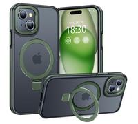 BENTIACC Phone Case for iPhone 15, with Invisible Stand, with Mag-Safe, Military Protection, [Translucent Matte] Anti-fingerprint iPhone 15 Case (DarkGreen)