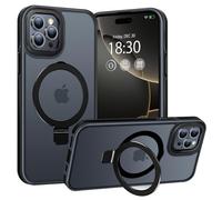 BENTIACC Phone Case for iPhone 16 pro max, with Invisible Stand, with Mag-Safe, Military Protection, [Translucent Matte] Anti-fingerprint iPhone 16 pro max Case (Black)