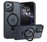 BENTIACC Phone Case for iPhone 16 pro, with Invisible Stand, with Mag-Safe, Military Protection, [Translucent Matte] Anti-fingerprint iPhone 16 pro Case (Black)