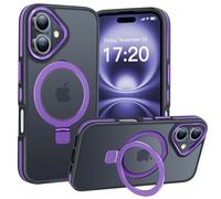 BENTIACC Phone Case for iPhone 16, with Invisible Stand, with Mag-Safe, Military Protection, [Translucent Matte] Anti-fingerprint iPhone 16 Case (Dark violet)