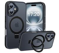 BENTIACC Phone Case for iPhone 16, with Invisible Stand, with Mag-Safe, Military Protection, [Translucent Matte] Anti-fingerprint iPhone 16 Case (Black)