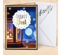 bentino Music and Light Christmas Card Silent Night | Musical Christmas greeting card, singing folding card with sound and melody, DIN A5 with envelope, lantern motif