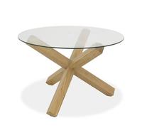 Bentley Designs Turin Light Oak Circular Glass 4 Seater Round Dining Table