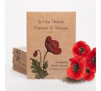 Bentley Seed Co. | Celebration of Life Funeral Favors for Guests | Non-GMO, Non-Coated Flanders Poppy Seed Packets "in Our Hearts Forever and Always" | Sentimental Memorial Service Gift | Pack of 25