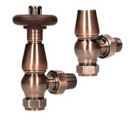 Bentley Traditional Antique Copper Thermostatic Radiator Valves Angle Lockshield