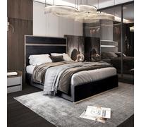 Bentley Upholstered Soft Velvet Metal Black Bed Frame