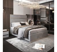 Bentley Upholstered Soft Velvet Metal Grey Bed Frame