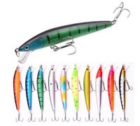 BeNtLi 5 Pack Big Fishing Lures Three Hooks Artificial 8 Segments Multi-bait Slow Sinking Lure Set Realistic 3D Fish Eye Swimming Minnow Outdoor Recreation Salt Water Fresh Water Sports