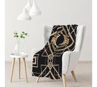 BeNtli Blanket,Warm Flannel Blanket Throw/Blanket Bed Throw for Sofa Office 102X 76 cm,Art Deco Vintage Era The Great Gatsby Gold Black Pattern