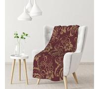 BEntLi Blanket,Warm Flannel Blanket Throw/Blanket Bed Throw for Sofa Office 102X 76 cm,Burgundy Antique Maroon Gold Floral